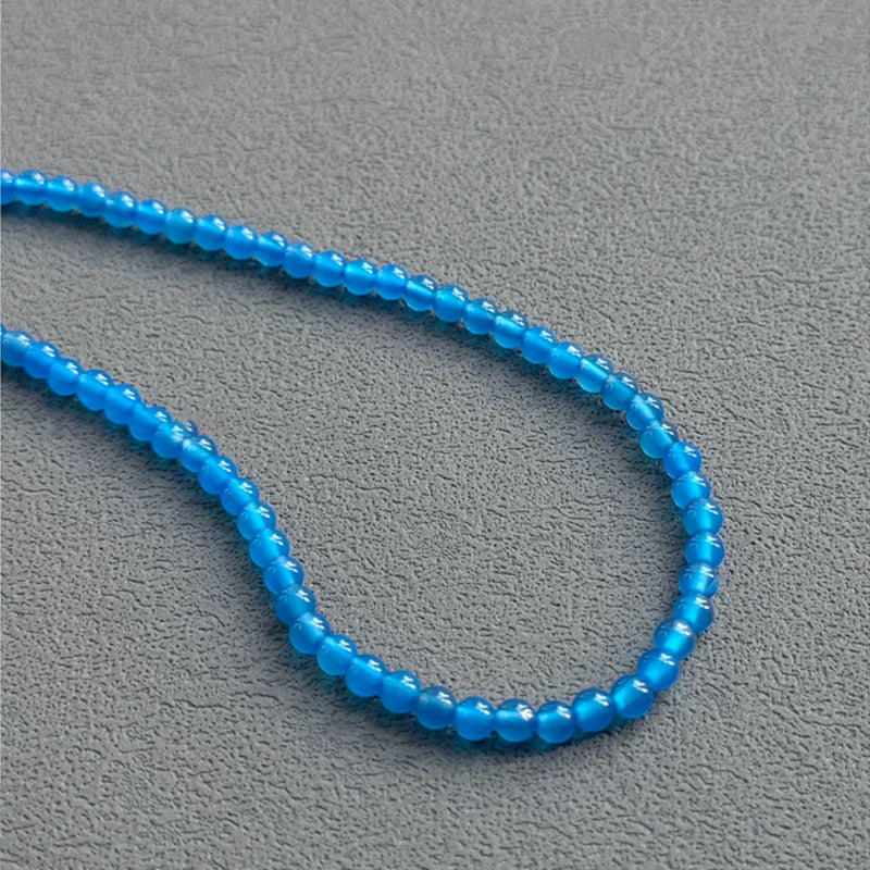 Blue Agate & Lapis Lazuli Beaded Necklace – Minimalist Natural Stone Necklace for Everyday Elegance
