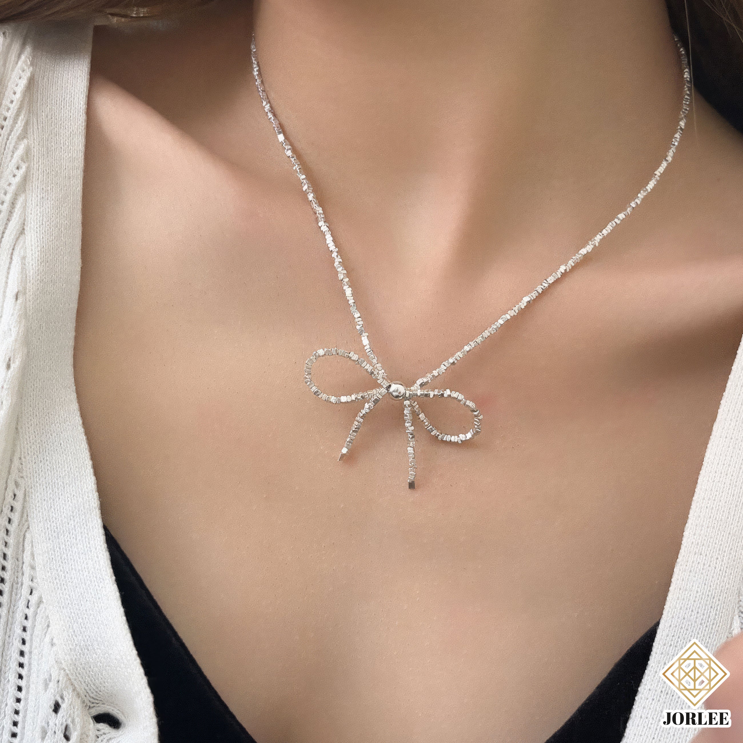 S925 Sterling Chopped Silver Snake Chain Collar | Elegant Luxury Ribbon Pendant | Dainty Fashion Jewelry for Women