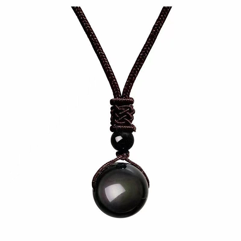 Red & Yellow Tiger Eye, Obsidian & Amethyst Healing Necklace – Natural Gemstone Protection & Calm Energy