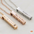 Personalize Bolted Vertical Bar Necklace - Silver
