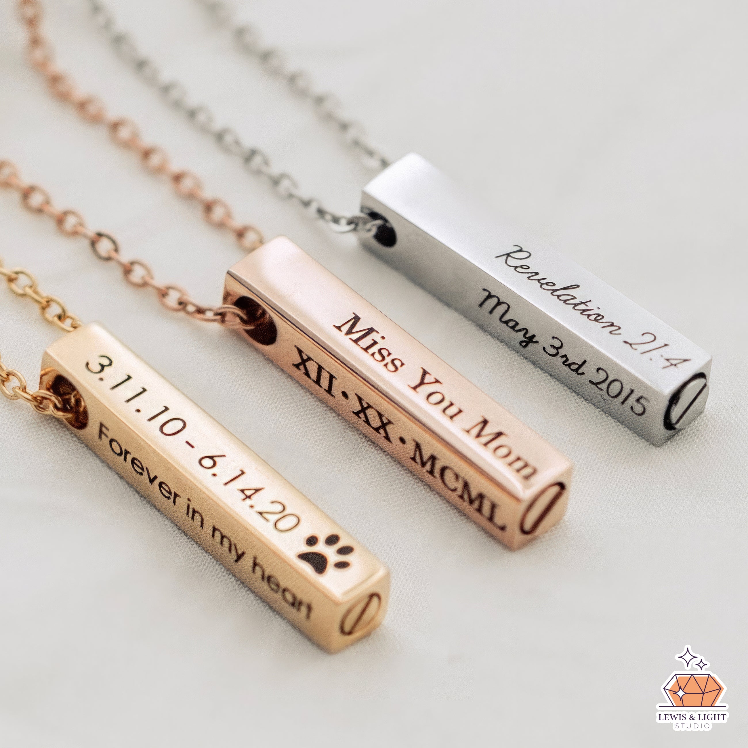 Personalize Bolted Vertical Bar Necklace - Gold