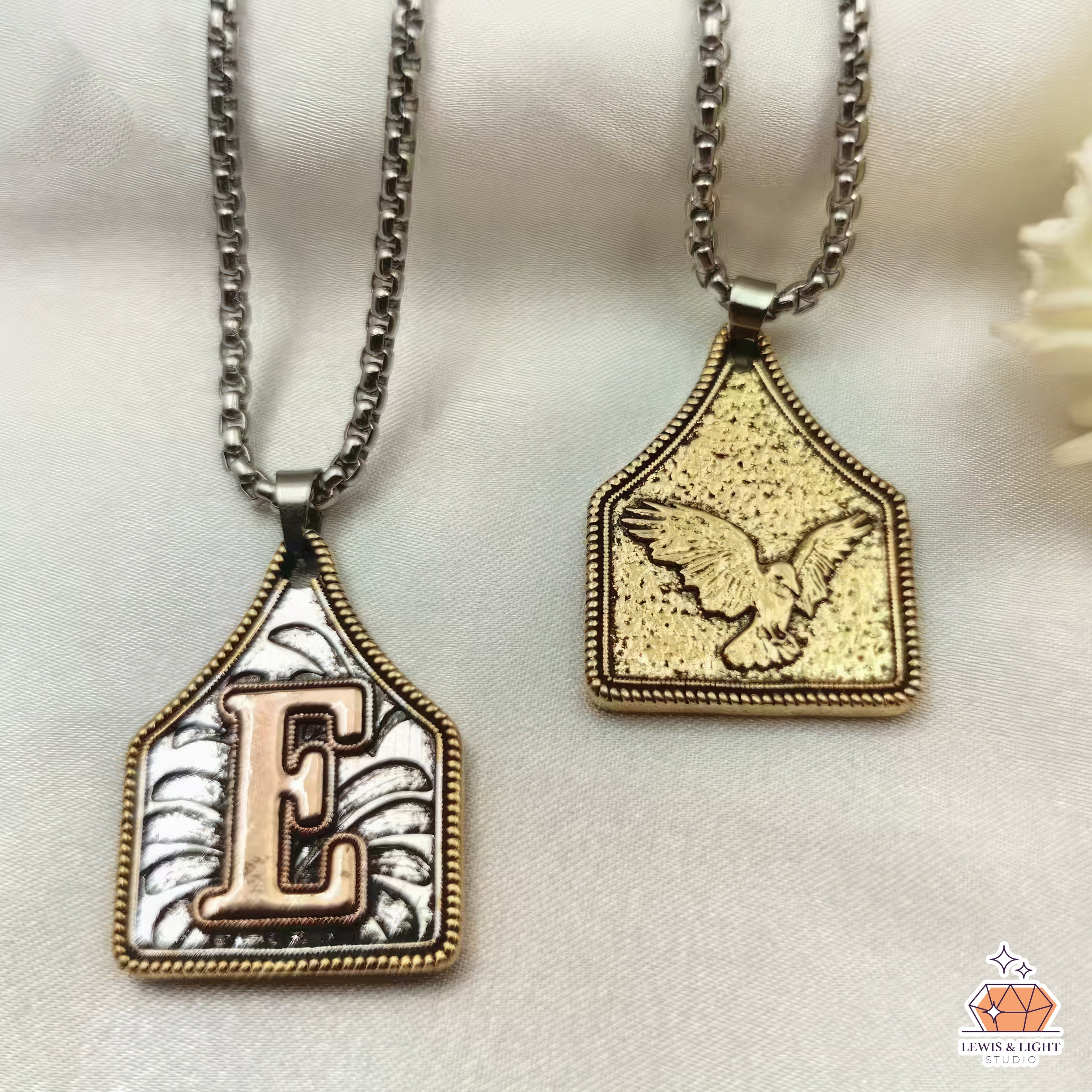 Personalized Initial Cowboy Rodeo Cow-Tag Eagle Back