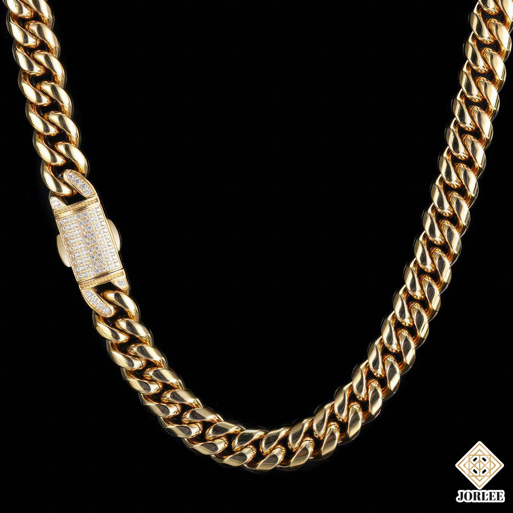 12mm Miami Cuban Link Chain – Gold Plated Mens Necklace, Hip Hop Jewelry, Thick Curb Chain Bling