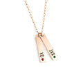 Personalized Vertical Bar Nameplate Necklace with Engraving & Birthstones