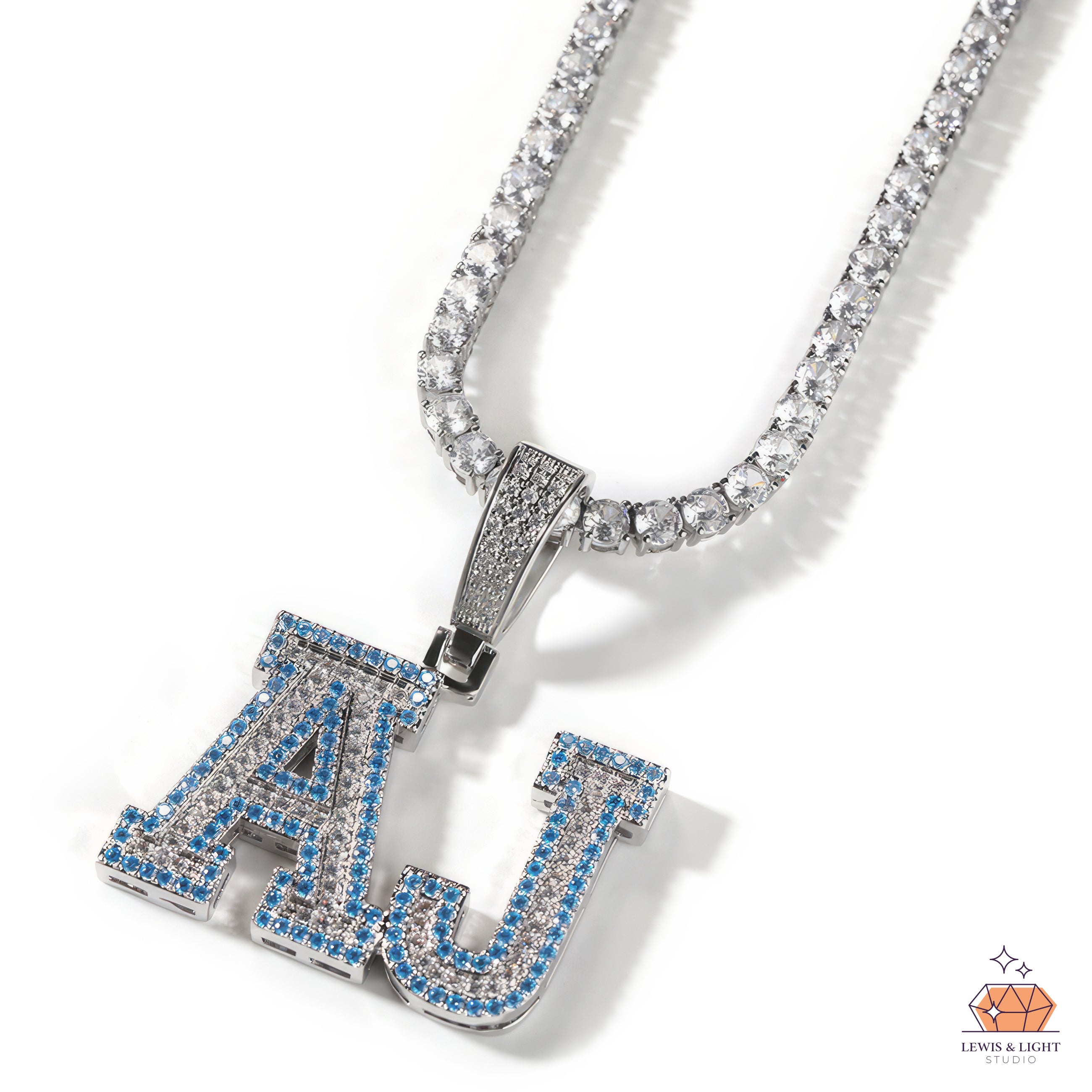 Iced Out JAS Name Pendant Necklace – Chunky Urban Hip Hop Personalized Chain