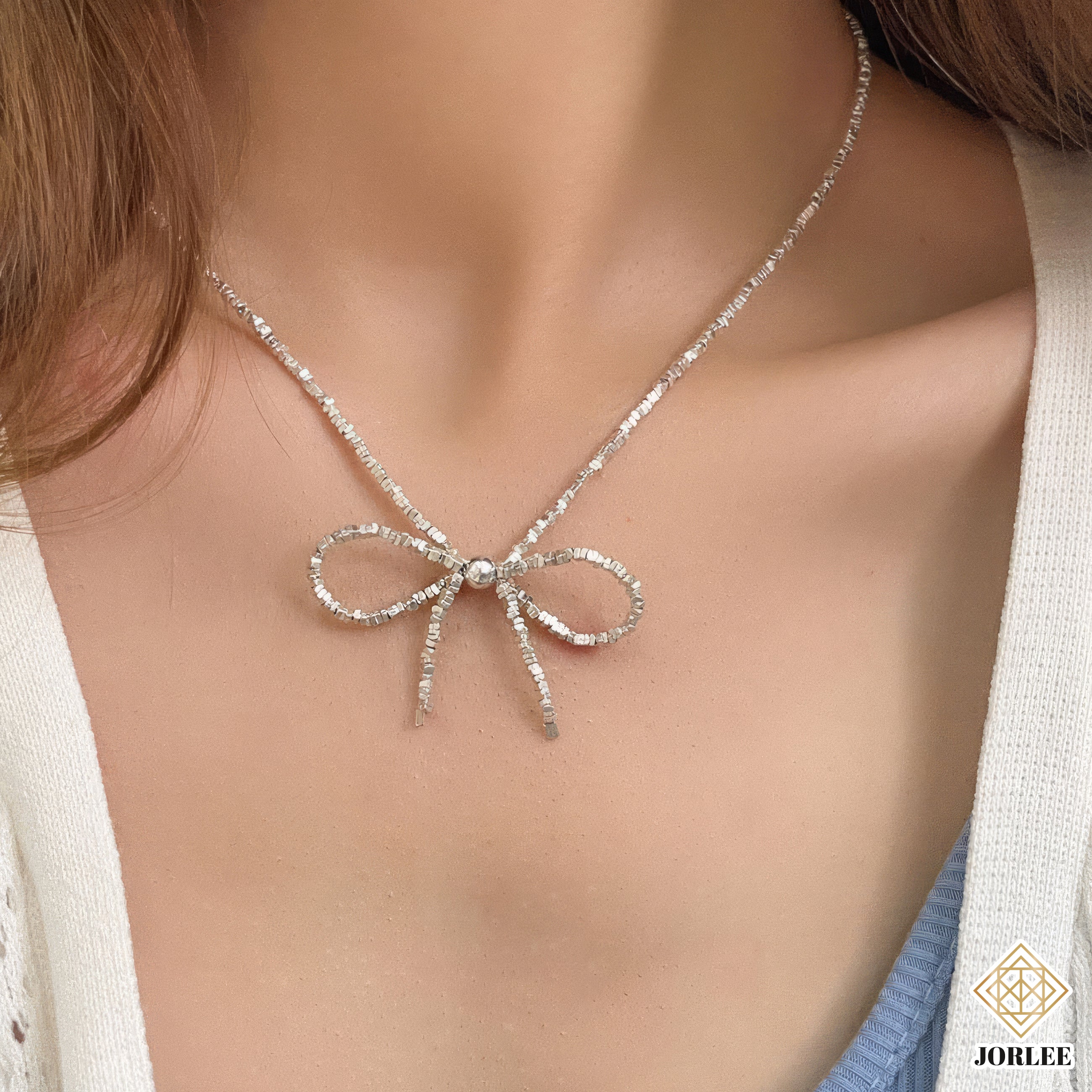 S925 Sterling Chopped Silver Snake Chain Collar | Elegant Luxury Ribbon Pendant | Dainty Fashion Jewelry for Women