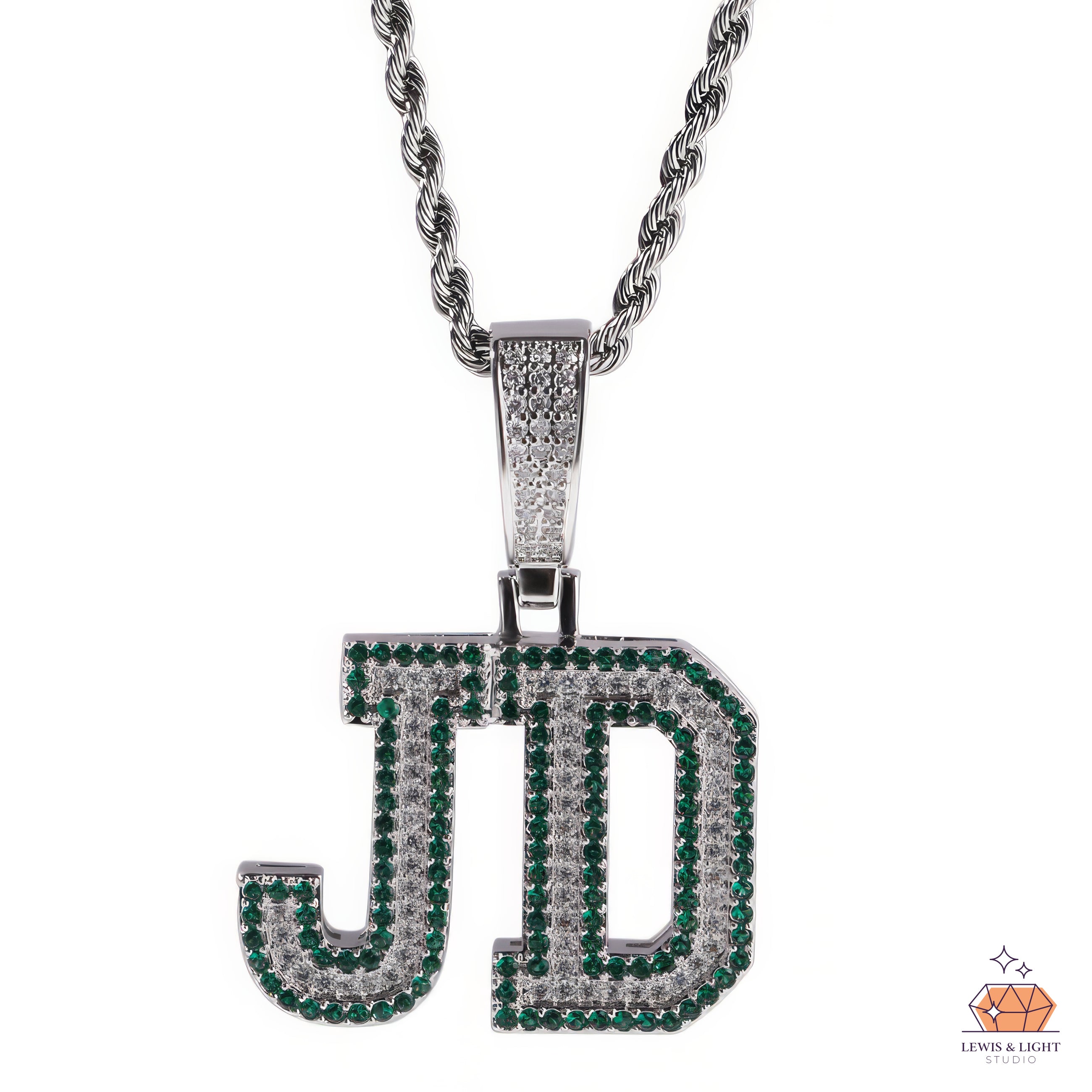 Iced Out JAS Name Pendant Necklace – Chunky Urban Hip Hop Personalized Chain