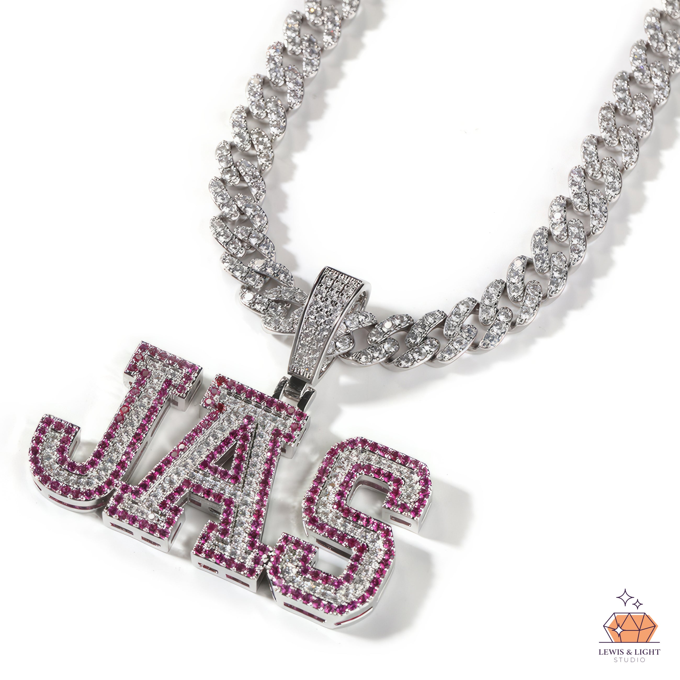 Iced Out JAS Name Pendant Necklace – Chunky Urban Hip Hop Personalized Chain